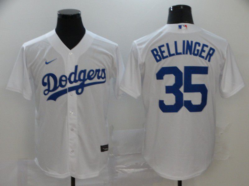 Men Los Angeles Dodgers #35 Bellinger White Nike Game MLB Jerseys